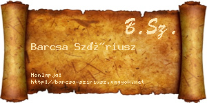 Barcsa Szíriusz névjegykártya